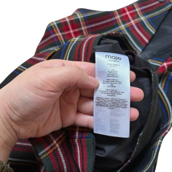 Maje Iris Plaid Skirt Overlay Romper Size XS - Picture 5 of 9